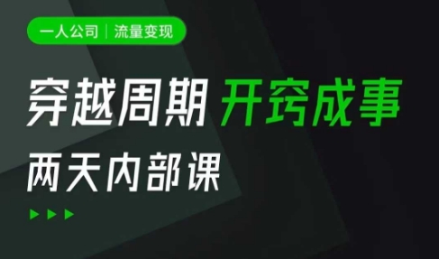 一人公司：流量变现课，一人公司的方法模型拆解， 拆解富人思维，流量思维，小老板思维等-优优网创