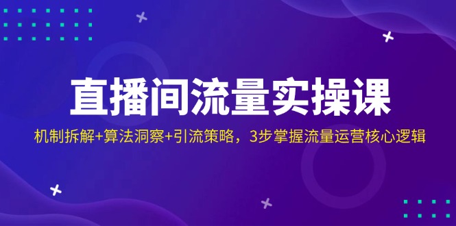 直播间流量实操课：机制拆解+算法洞察+引流策略，3步掌握流量运营核心逻辑-优优网创